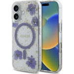 Guess - Hardcase Resin Flowers And Glitter Magsafe - Iphone 16 - Purple - (GUHMP16SRBFGFGMU)