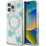 Guess - Hardcase Resin Flowers And Glitter Magsafe - Iphone 16 Pro - Turquoise - (GUHMP16LRBFGFGMQ)