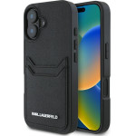 Karl Lagerfeld - Hardcase Grained Leather Cardslots - Iphone 16 - Metal Elong - (KLHCP16SPKHPORPK)