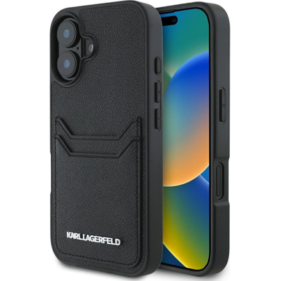 Karl Lagerfeld - Hardcase Grained Leather Cardslots - Iphone 16 - Metal Elong - (KLHCP16SPKHPORPK)
