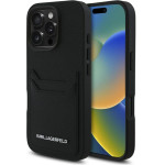 Karl Lagerfeld - Hardcase Grained Leather Cardslots - Iphone 16 Pro - Metal Elong - (KLHCP16LPKHPORPK)
