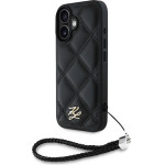 Karl Lagerfeld - Quilted Initial Logo & Chain Strap - Iphone 16 - Black - (KLHCP16SPSQSKLSMSK)