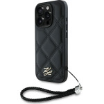 Karl Lagerfeld - Quilted Initial Logo & Chain Strap - Iphone 16 Pro - Black - (KLHCP16LPSQSKLSMSK)