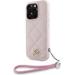 Karl Lagerfeld - Quilted Initial Logo & Chain Strap - Iphone 16 Pro Max - Pink - (KLHCP16XPSQSKLSMSP)