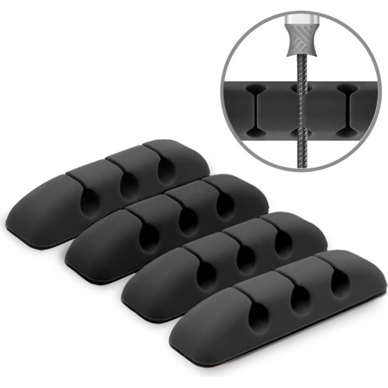 Ringke - Cable Organizer (4 pack) - 4 x 3 Slots - Black - (ACOR0002)