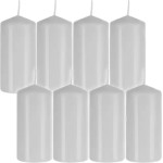 Iso Trade White Cylinder Candle - Set Of 8 - (16177-0)