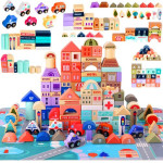 Kruzzel Wooden Blocks 115 Pcs - City 23519 - (17851-0)