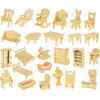 Kruzzel Wooden Doll Furniture Set 34 Pieces 23542 - (17922-0)