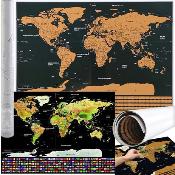 Malatec World Map Scratch Card With Flags 23443 - (17701-0)