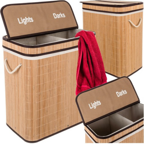 Ruhhy Bamboo Laundry Basket - two-Chamber 24269 - (17970-0)