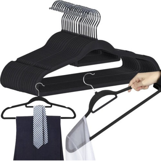 Ruhhy Clothes Hanger 20pCs - Black 22536 - (17021-0)