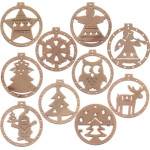 Ruhhy Wooden Baubles - 10 Pcs - (16236-0)