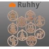 Ruhhy Wooden Baubles - 10 Pcs - (16236-0)
