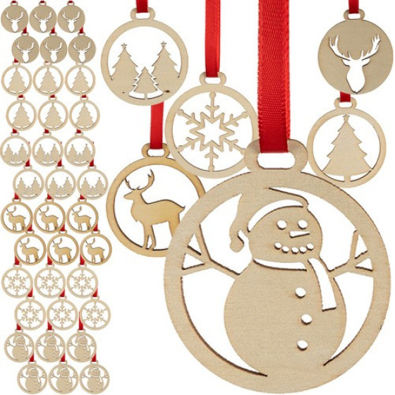 Ruhhy Wooden Baubles - 36pCs 24855 - (17953-0)