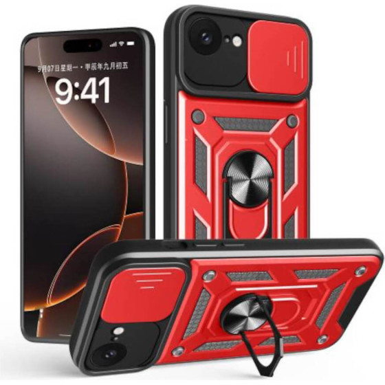 Bodycell Armor Slide Cover Case Iphone 16e Red - (BA-00472)