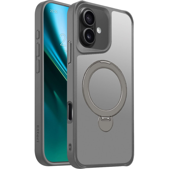 Etteri Matt Mag Ring case for iPhone 16 6,1'' grey