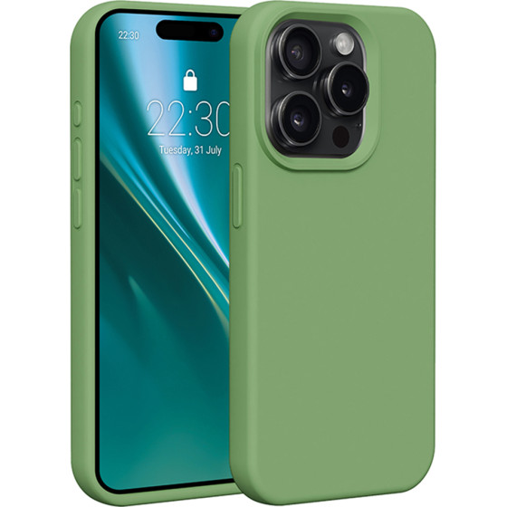 Etteri Silicone case for iPhone 15 Pro 6,1'' light green