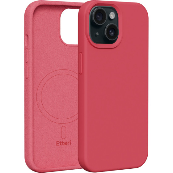 Etteri Silicone Mag case for iPhone 15 6,1'' raspberry