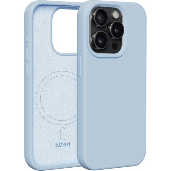 Etteri Silicone Mag case for iPhone 15 Pro 6,1'' light blue