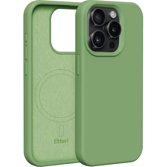 Etteri Silicone Mag case for iPhone 15 Pro 6,1'' light green