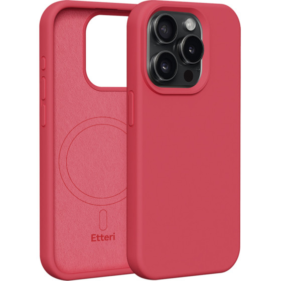 Etteri Silicone Mag case for iPhone 15 Pro 6,1'' raspberry