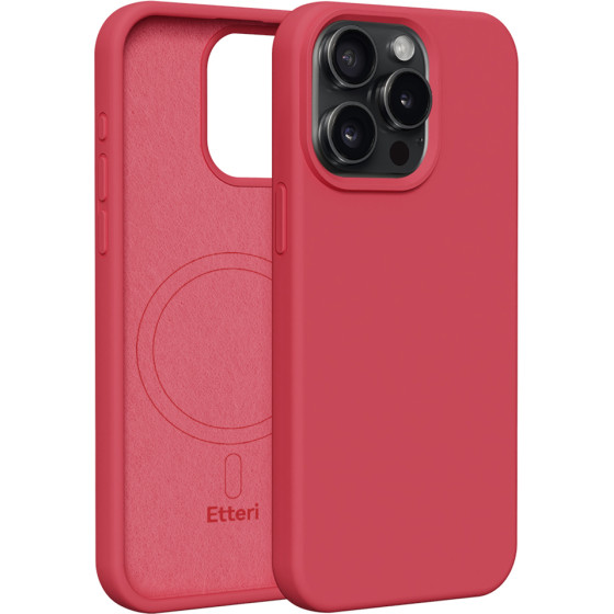 Etteri Silicone Mag case for iPhone 15 Pro Max 6,7'' raspberry