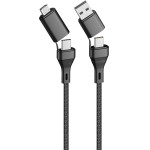 Forever Core 4in1 cable USB + USB-C - USB-C + microUSB 1,2 m 3A black