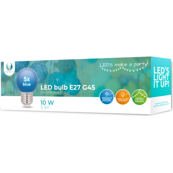 Forever Light LED Bulb E27 G45 2W 230v blue 5pcs
