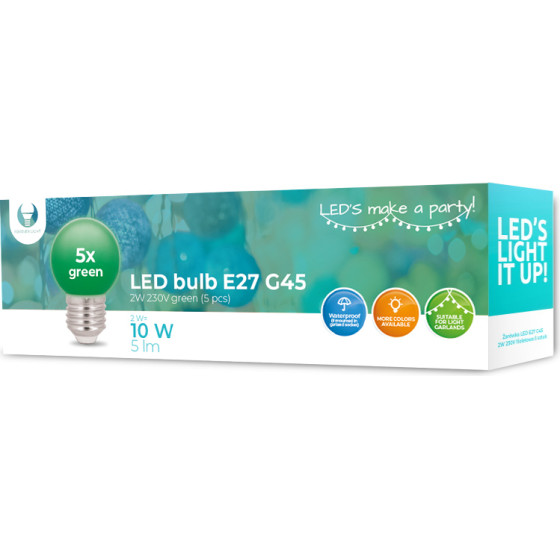 Forever Light LED Bulb E27 G45 2W 230V green 5pcs
