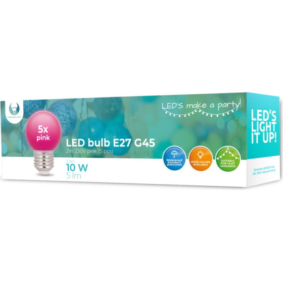 Forever Light LED Bulb E27 G45 2W 230V pink 5pcs