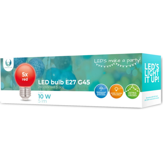 Forever Light LED Bulb E27 G45 2W 230v red 5pcs