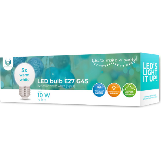 Forever Light LED bulb E27 G45 2W 230V warm white 5pcs