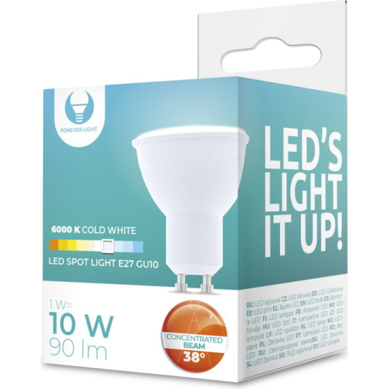 Forever Light LED Bulb GU10 1W 230V 6000K 90lm 38�