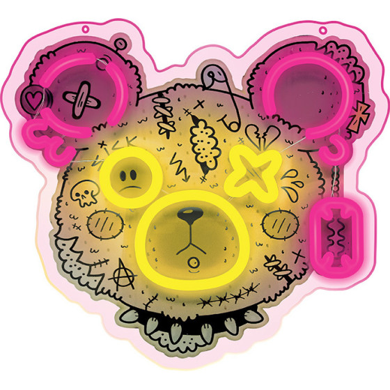 Forever Light Neon ART LED PUNK TEDDY BEAR pink-yellow FLA01