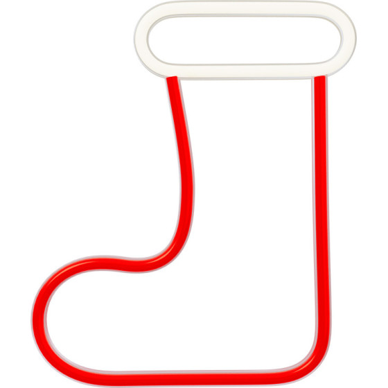 Forever Light Neon LED CHRISTMAS SOCK white red FLNE23