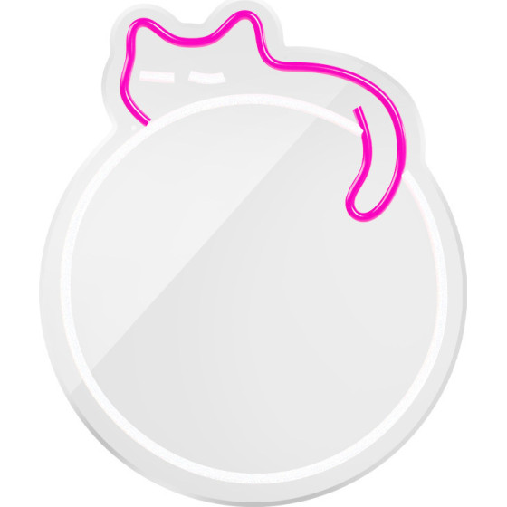 Forever Light Neon MIRROR LED SLEEPING CAT white pink FMNE03