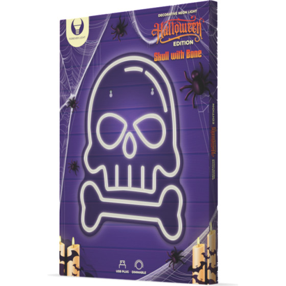 Forever Light Neon PLEXI LED SKULL WITH BONE white FPNE18