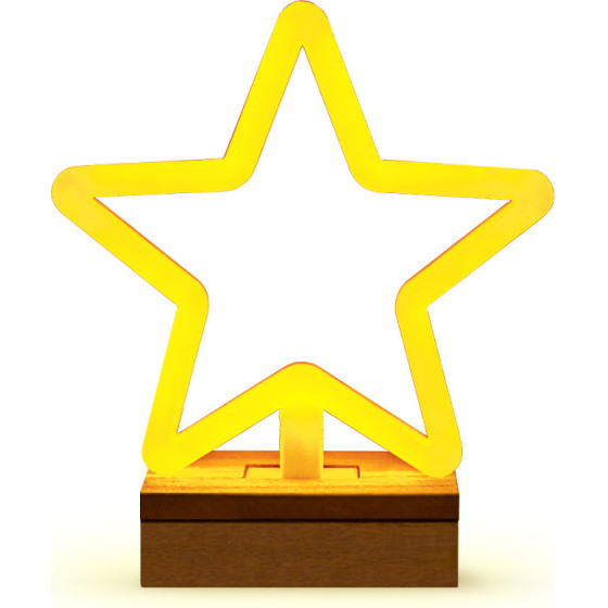 Forever Light Neon Wood Stand LED STAR warm white FLNW04