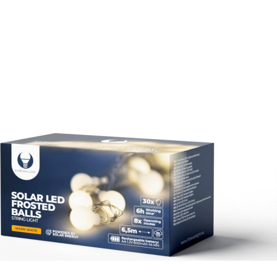 Forever Light String Light Solar LED FROSTED BALLS SFB61 6,5m 30 balls warm white