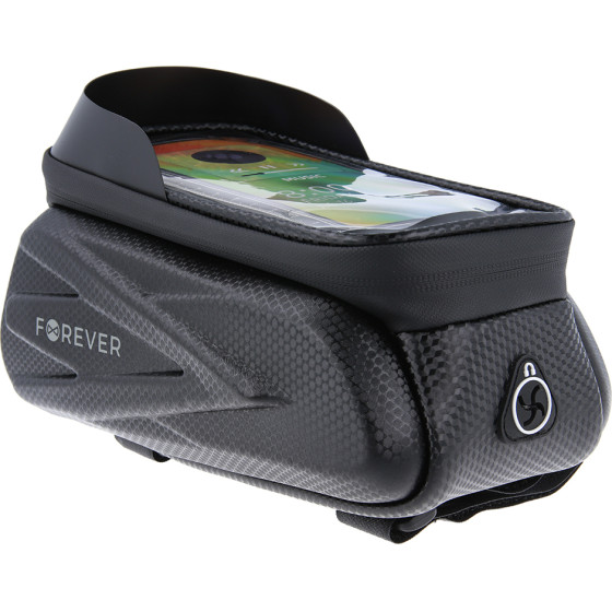 Forever Outdoor Waterproof bike frame bag with shell sides and phone holder black