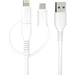 Forever Recycling cable 3w1 1,5m 2,4A USB-A -USB-C+ microUSB + Lightning KR3W1-00 white