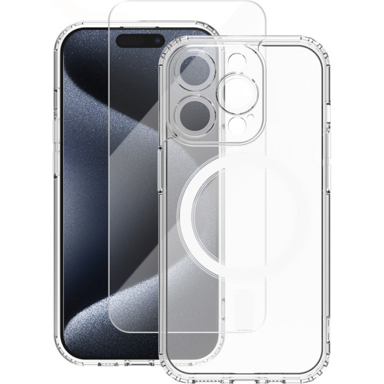 VMax set Mag case + glass 2,5D premium for iPhone 15 Pro Max 6,7''