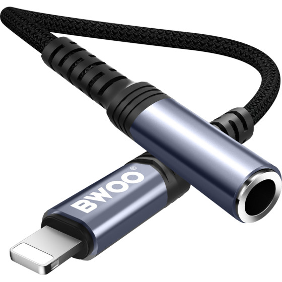 BWOO Adapter AUX 3.5mm - Lightning Black BZ48