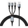 BWOO 3-in-1 Cable USB - USB-C, Lightning, Micro USB 1m 3A X274 black