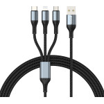 BWOO 3-in-1 Cable USB - USB-C, Lightning, Micro USB 1m 3A X274 black