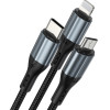BWOO 3-in-1 Cable USB - USB-C, Lightning, Micro USB 1m 3A X274 black