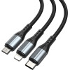 BWOO 3-in-1 Cable USB - USB-C, Lightning, Micro USB 1m 3A X274 black
