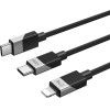 BWOO Braided 2-in-1 Cable USB-C - USB-C and Lightning 1m 100W/27W black