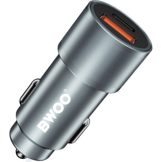 BWOO BO-CC73 PD car charger 1x USB-C - USB-A port 38W silver