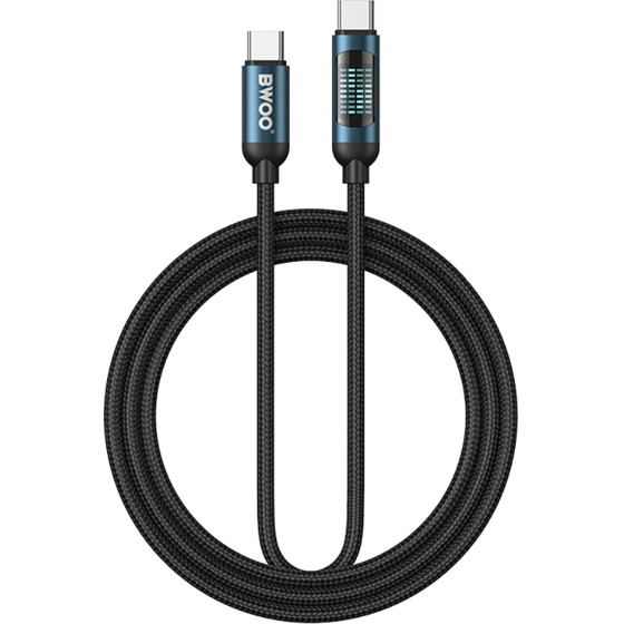 BWOO Braided Cable USB-C - USB-C 1m 60W with animated lighting black